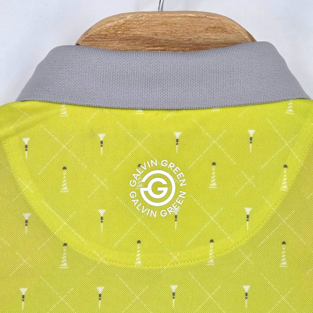 Galvin Green NEW Men XL Manolo Polo Shirt Golf Tee Dot Sunny Lime Cool Grey